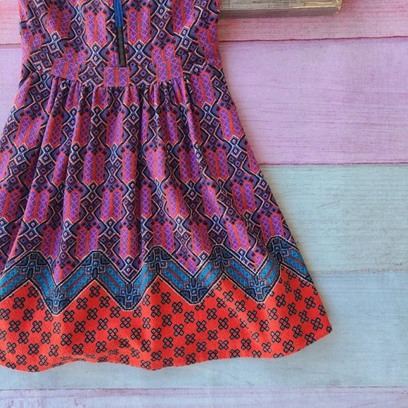 Anthropologie Maeve Colorful Amapolka Printed A-line Pleated Pocket Mini Dress 8 - Picture 4 of 7